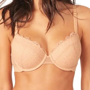 Lively The Lace T Shirt Underwire Bra nude mesh supportive lined lightly padded